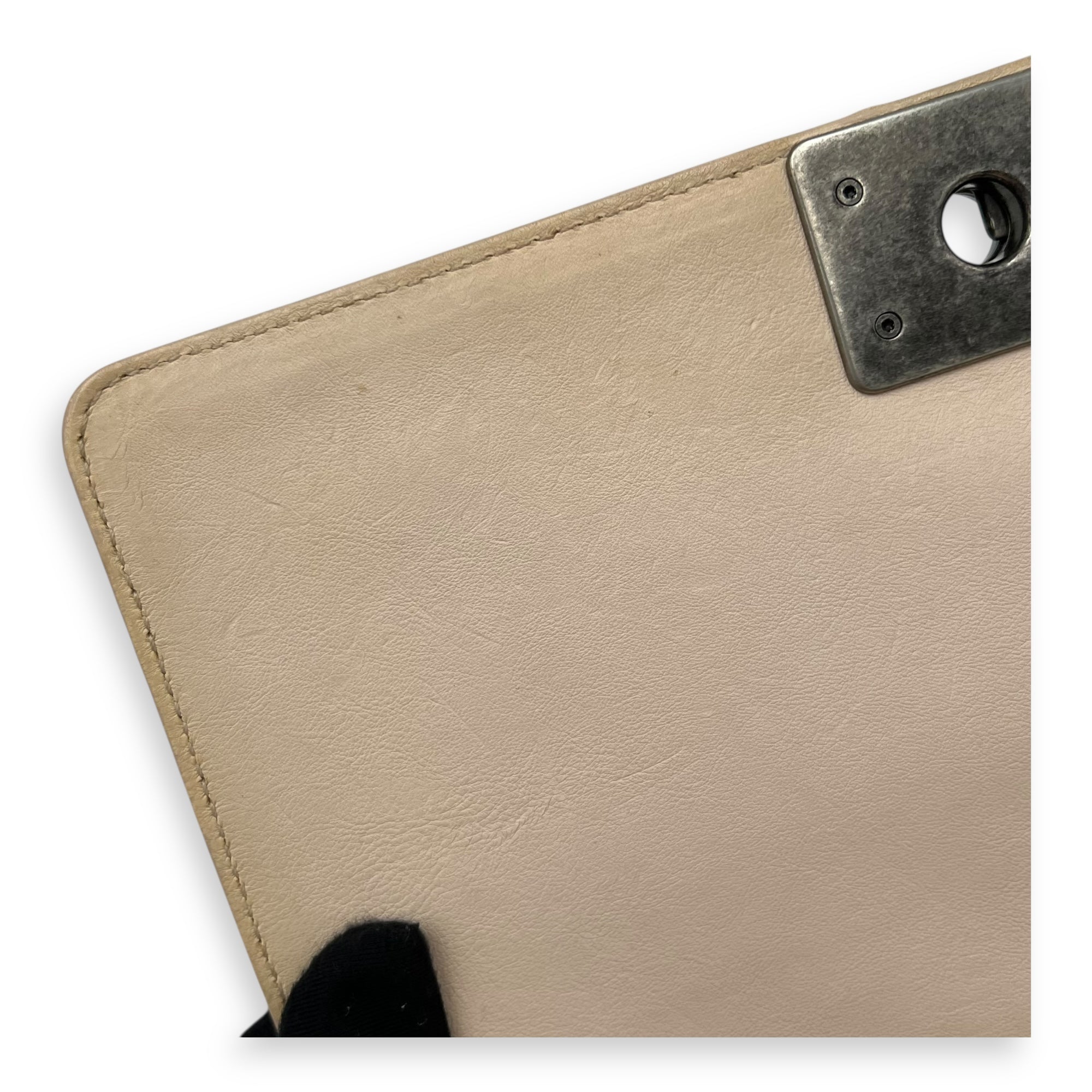 Boy Crossbody Bag Medium Beige in Calfskin, Silver hardware - Image 9