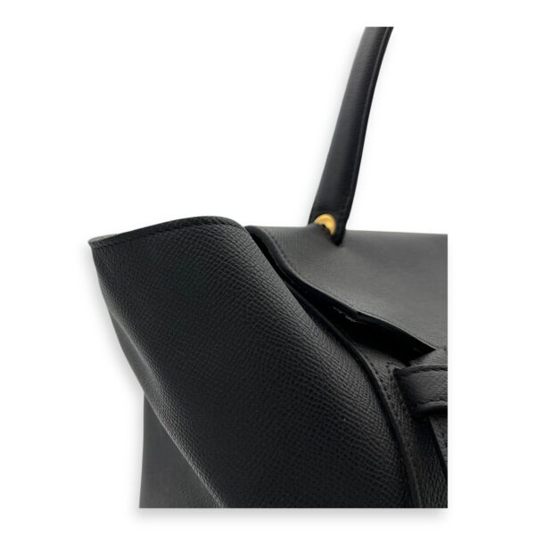 Belt Small Black Top Handle Bag in Calfskin, Gold hardware - Image 9