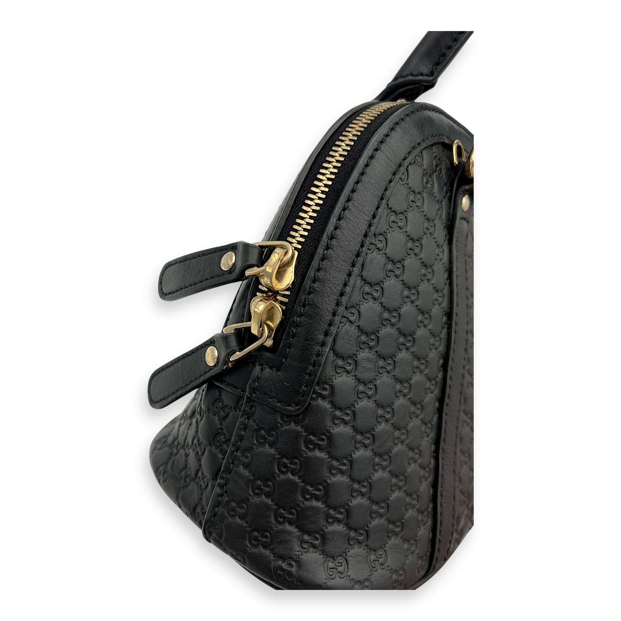 Micro gg Top Handle Bag Small Black in Calfskin, Gold hardware - Image 10