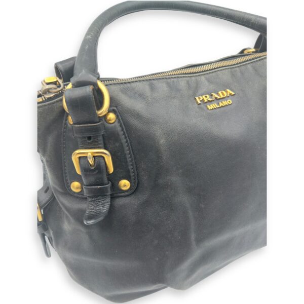 Logo Top Handle Bag Black in Calfskin, Gold hardware - Image 10