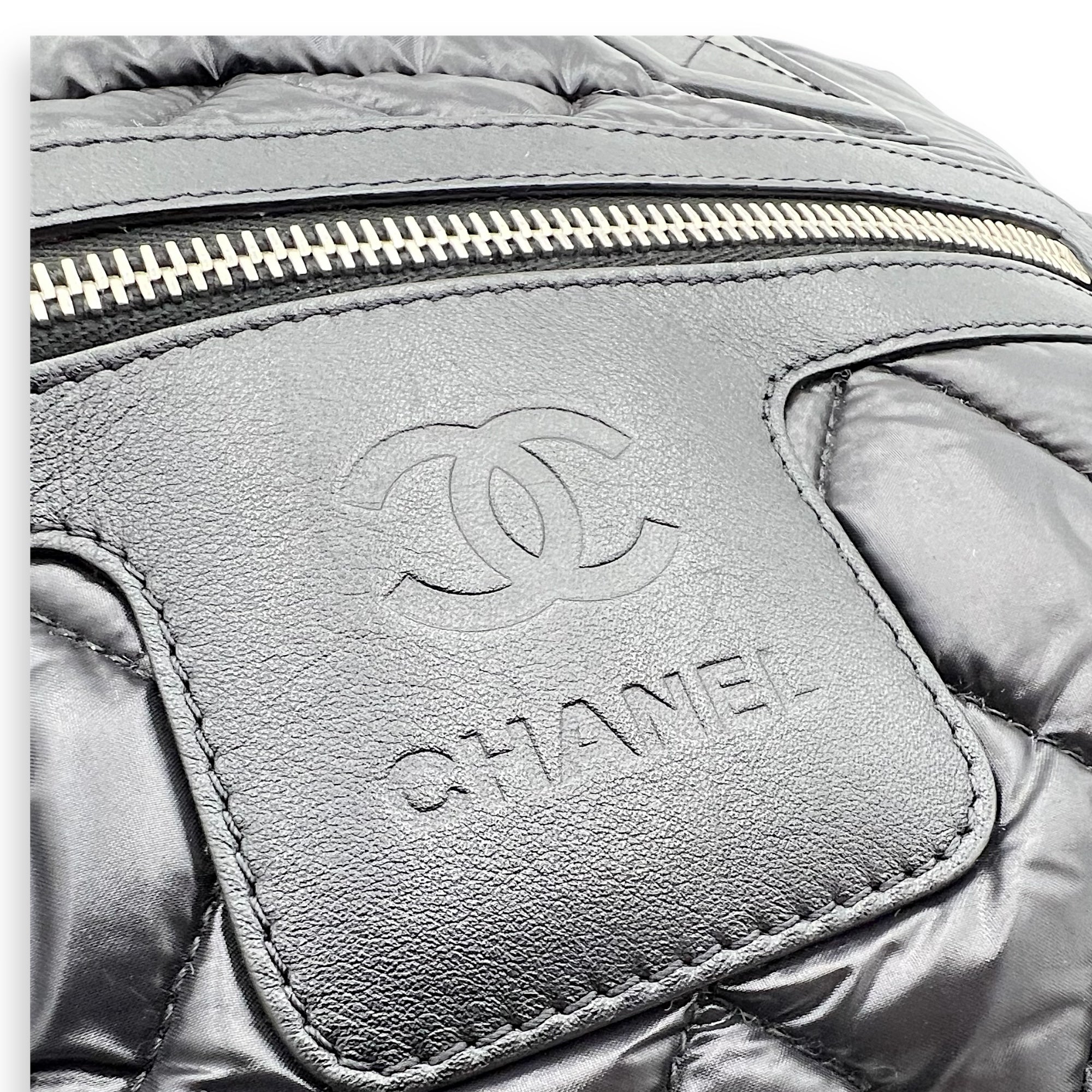 Coco Cocoon Tote Bag Black in Nylon, Silver hardware - Image 9