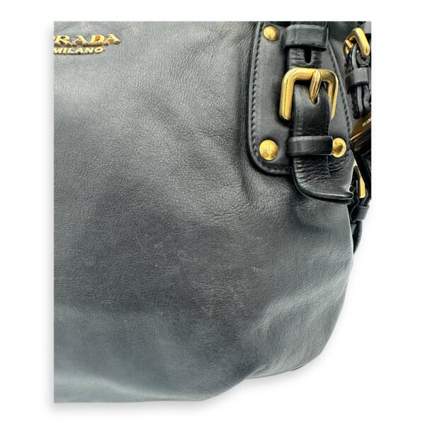 Logo Top Handle Bag Black in Calfskin, Gold hardware - Image 11