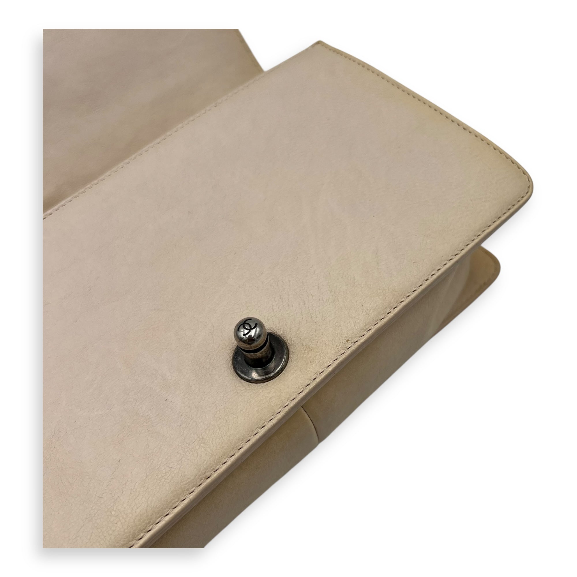 Boy Crossbody Bag Medium Beige in Calfskin, Silver hardware - Image 11