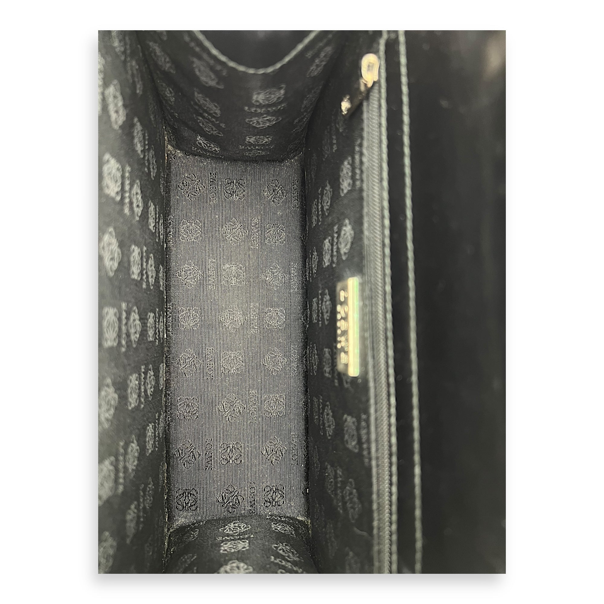 Vintage Top Handle Bag Black in Calfskin, Silver hardware - Image 12