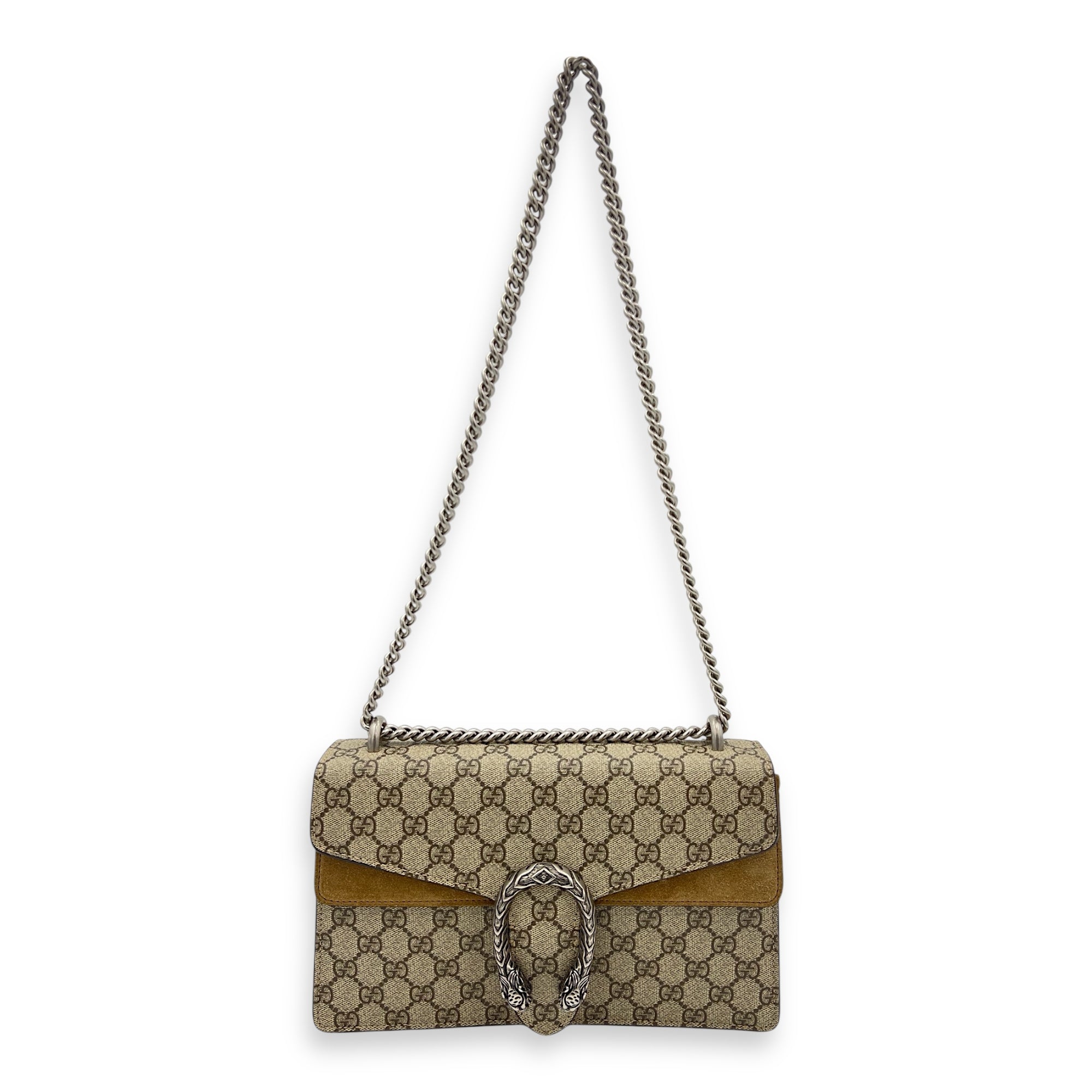 Dionysus Small Brown Shoulder Bag in Coated Canvas, Ruthenium hardware - Image 10