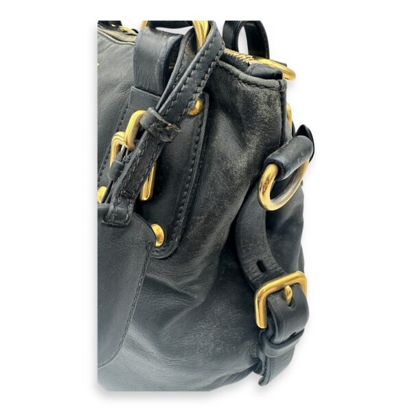 Logo Top Handle Bag Black in Calfskin, Gold hardware - Image 12
