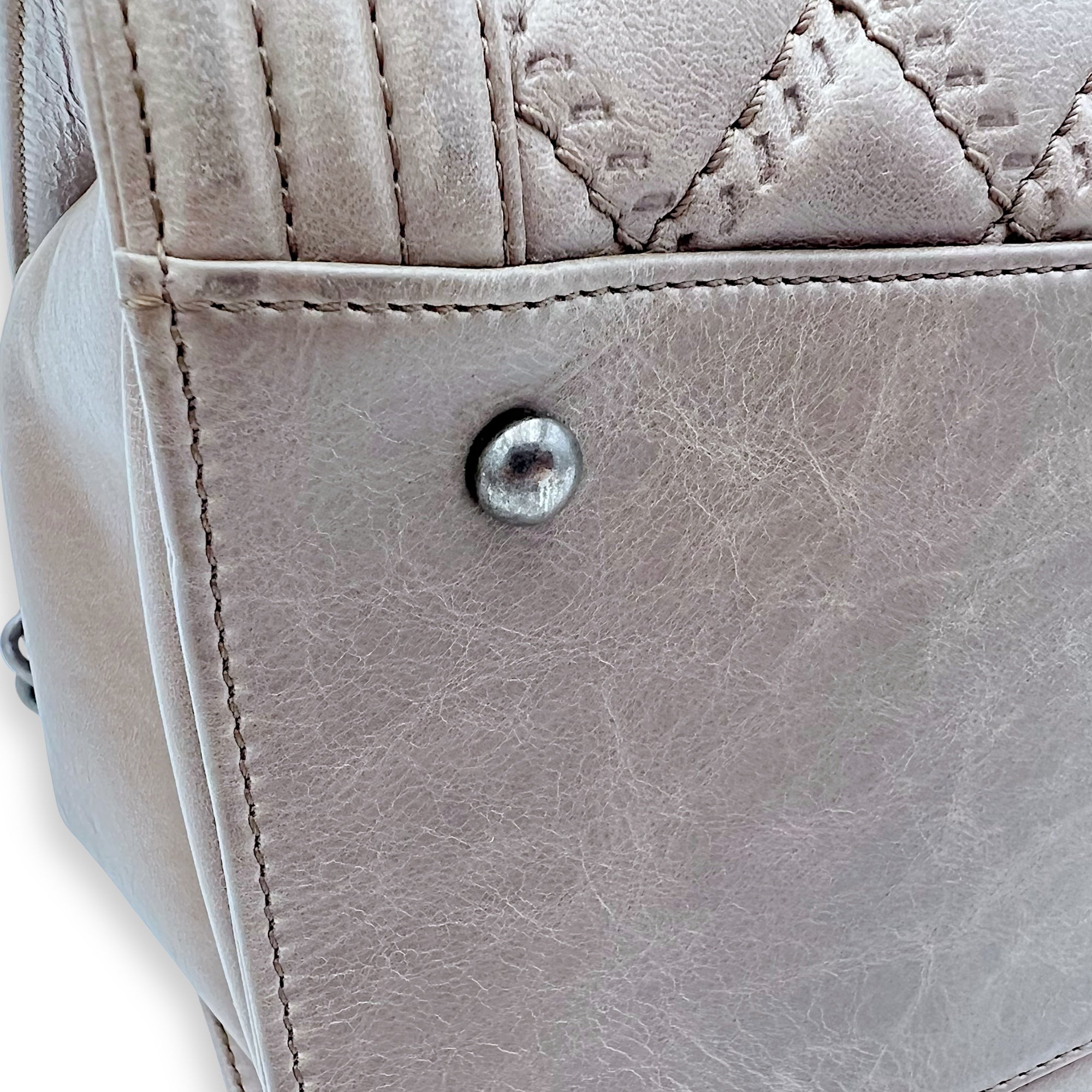 Boy Top Handle Bag Beige in Calfskin, Gunmetal hardware - Image 11