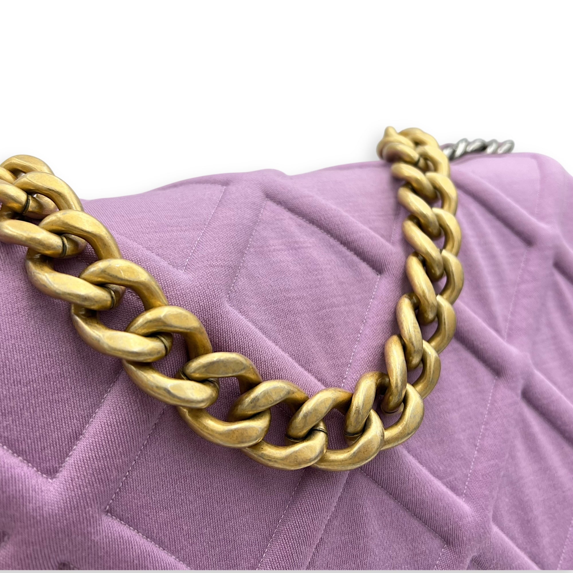 C19 Maxi Purple Crossbody Bag in Fabric, Mixed hardware - Image 12