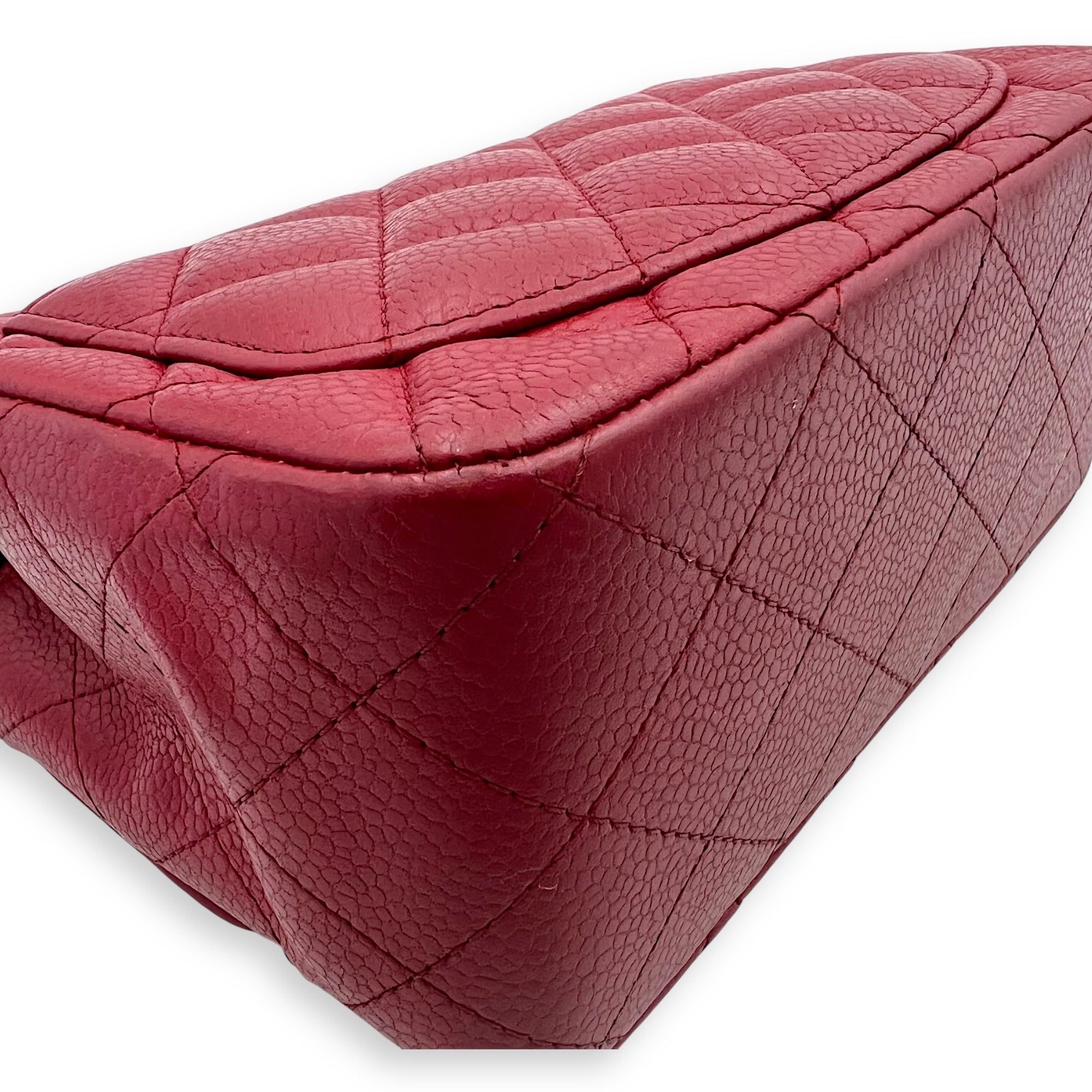 CC Mini Square Shoulder Bag Red in Caviar Leather, Silver hardware - Image 12