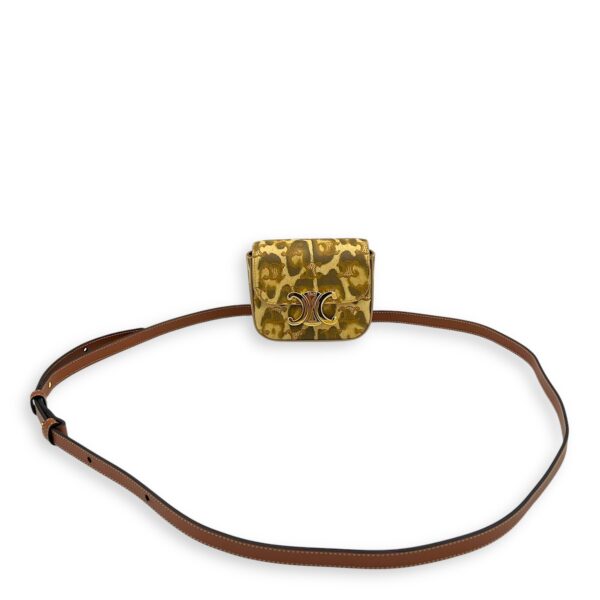 Claude Mini Brown Crossbody Bag in Coated Canvas, Gold hardware - Image 12