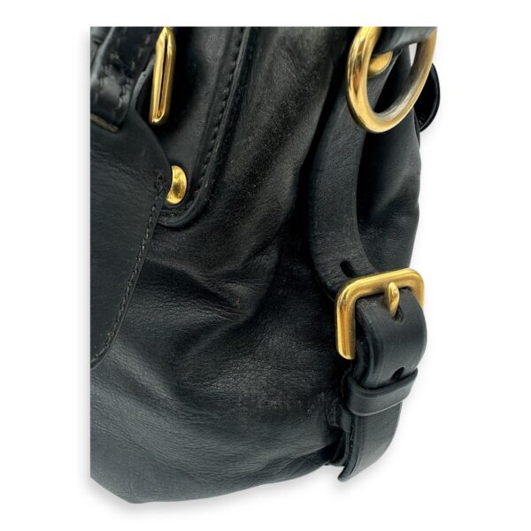 Logo Top Handle Bag Black in Calfskin, Gold hardware - Image 13