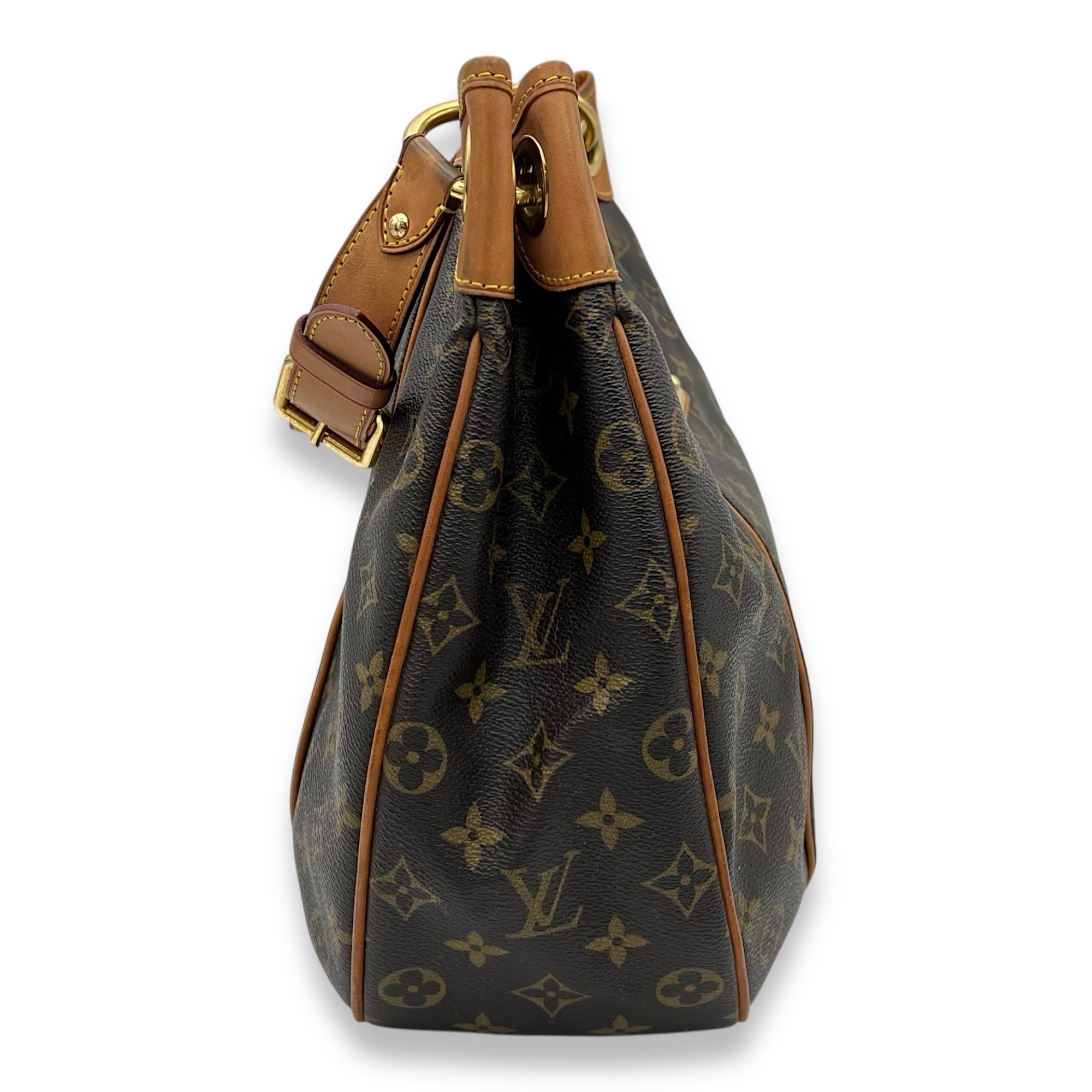 Galleria Shoulder Bag PM Brown in Monogram Coated Canvas, Gold hardware - Image 4
