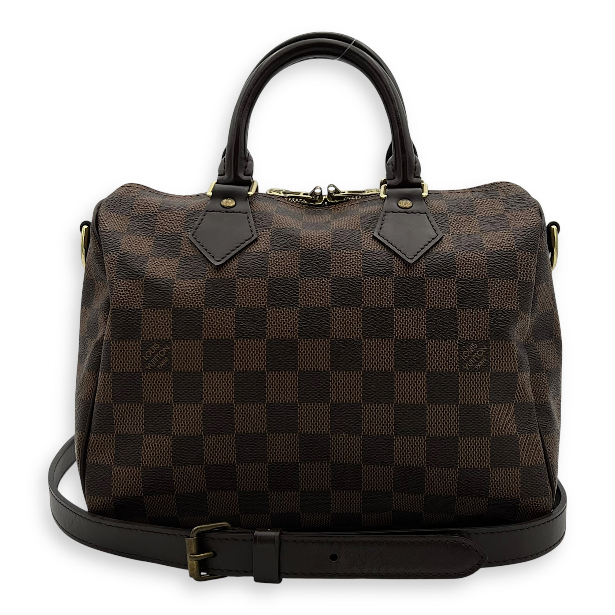 Speedy Bandouliere Top Handle Bag 25 Brown in Coated Canvas, Gold hardware - Image 13