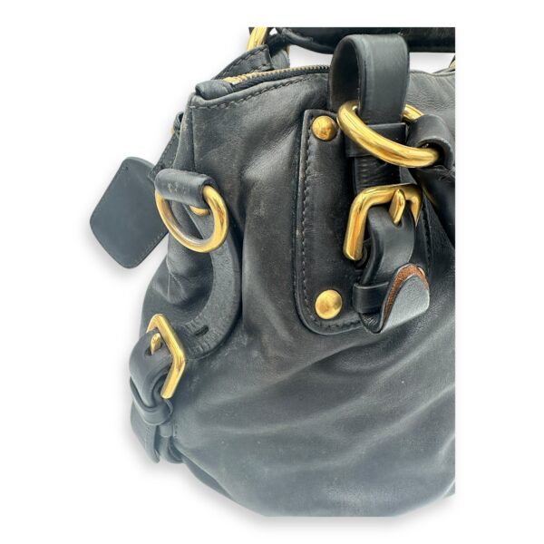 Logo Top Handle Bag Black in Calfskin, Gold hardware - Image 14