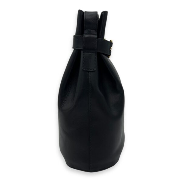 Gancini Black Shoulder Bag in Calfskin, Gold hardware - Image 4