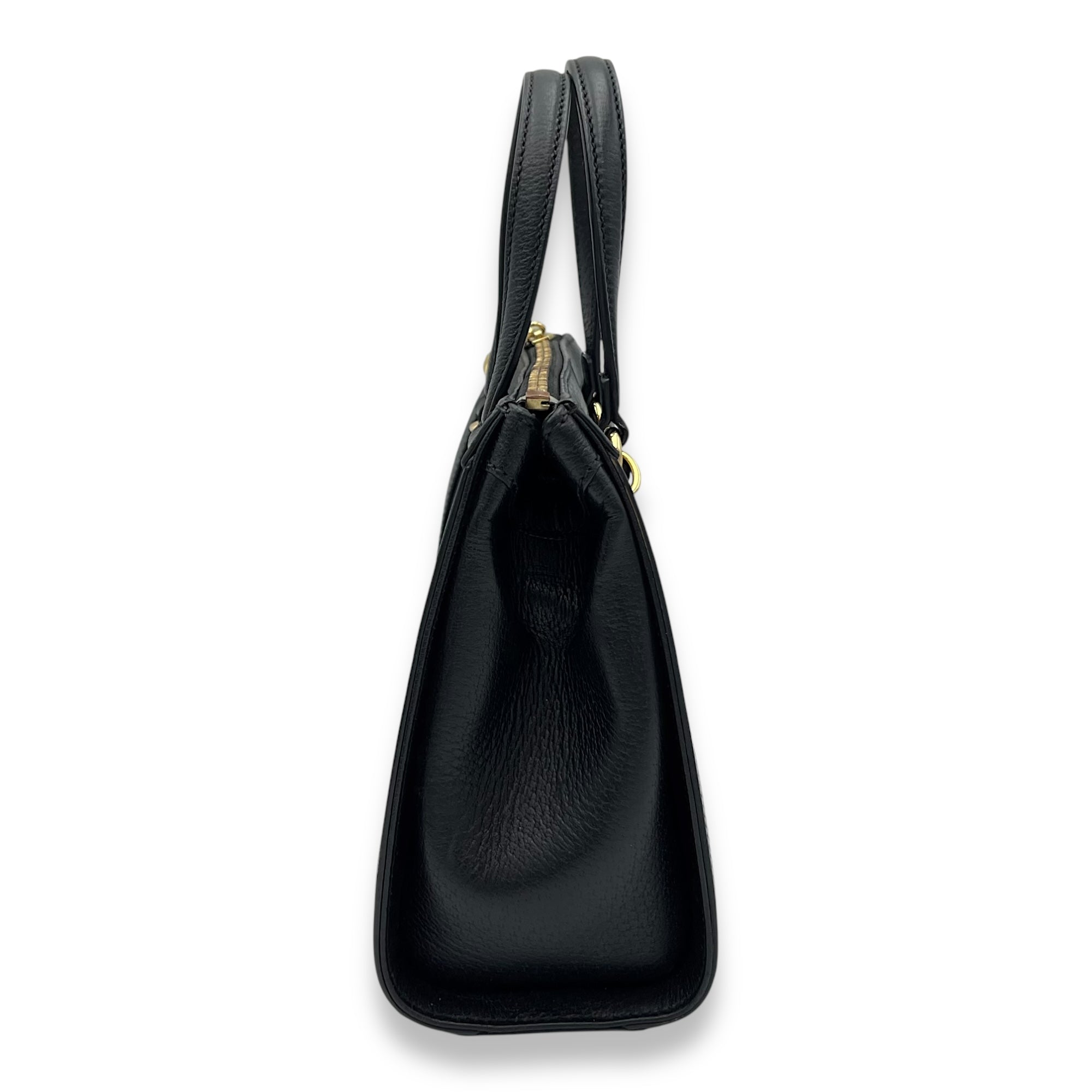 Ophidia Top Handle Bag Black in Calfskin, Gold hardware - Image 5