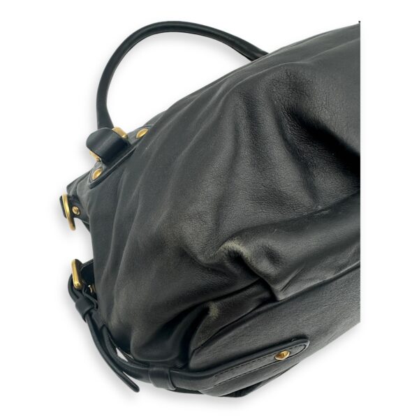 Logo Top Handle Bag Black in Calfskin, Gold hardware - Image 18