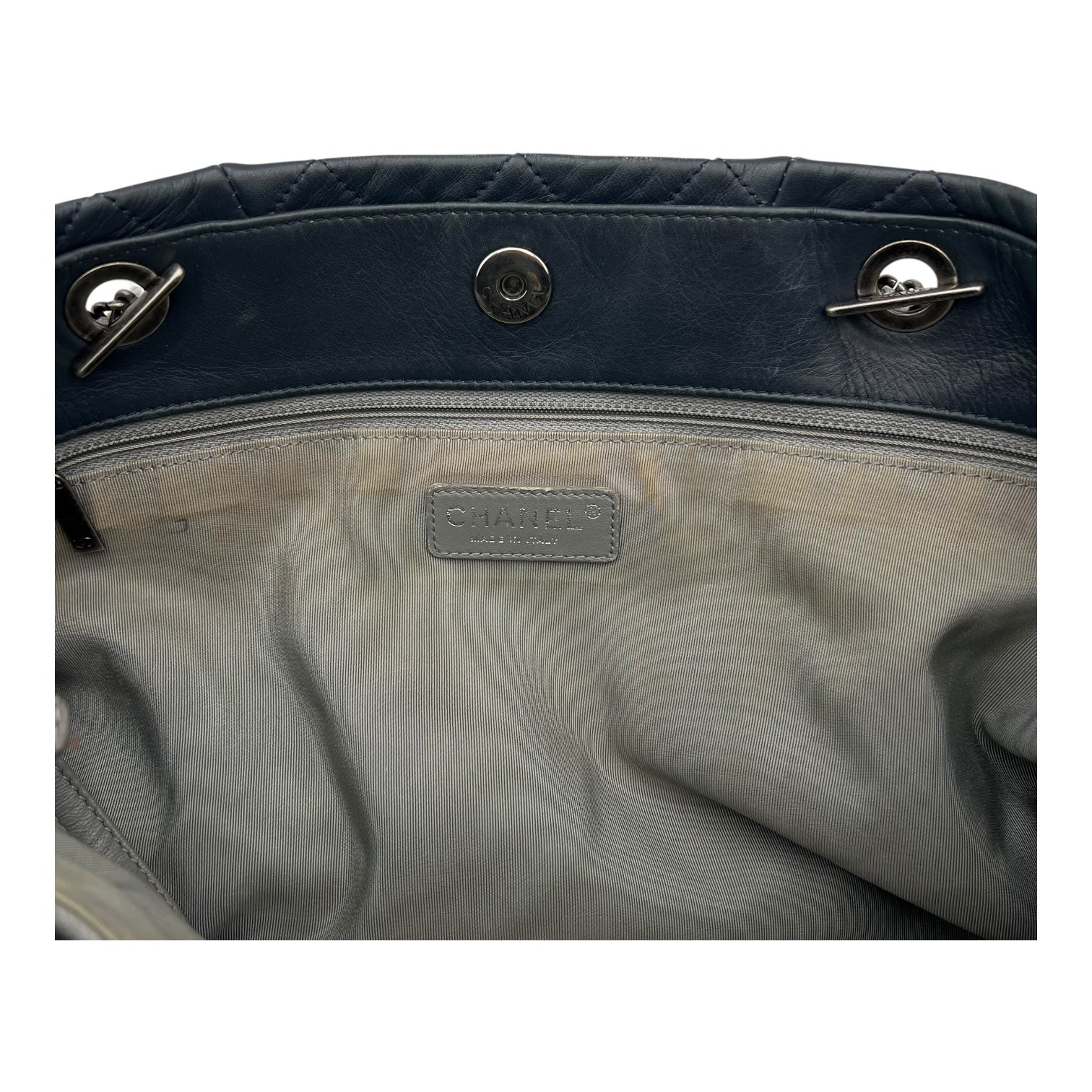 CC Shoulder Bag Blue in Calfskin, Ruthenium hardware - Image 8