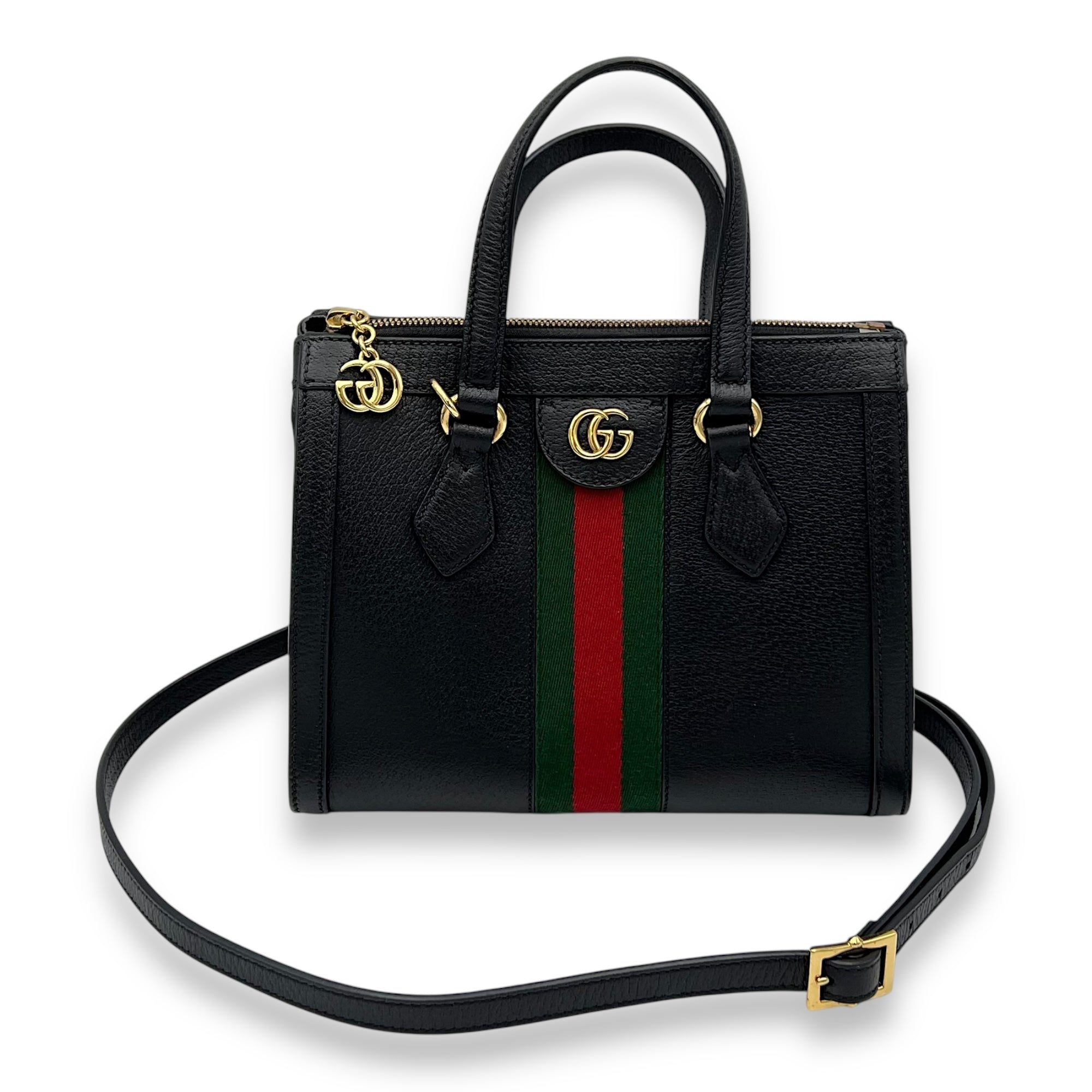 Ophidia Top Handle Bag Black in Calfskin, Gold hardware - Image 9