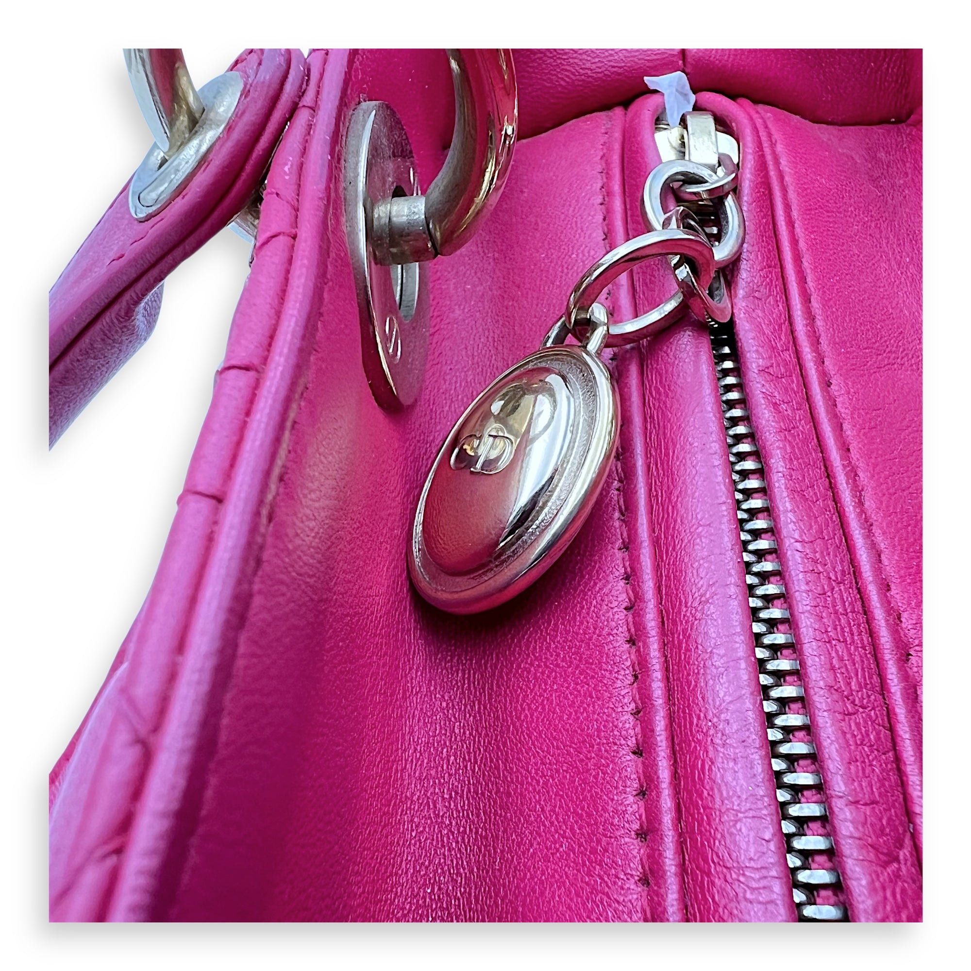 Lady Dior Medium Pink Top Handle Bag in Lambskin, Gold hardware - Image 19