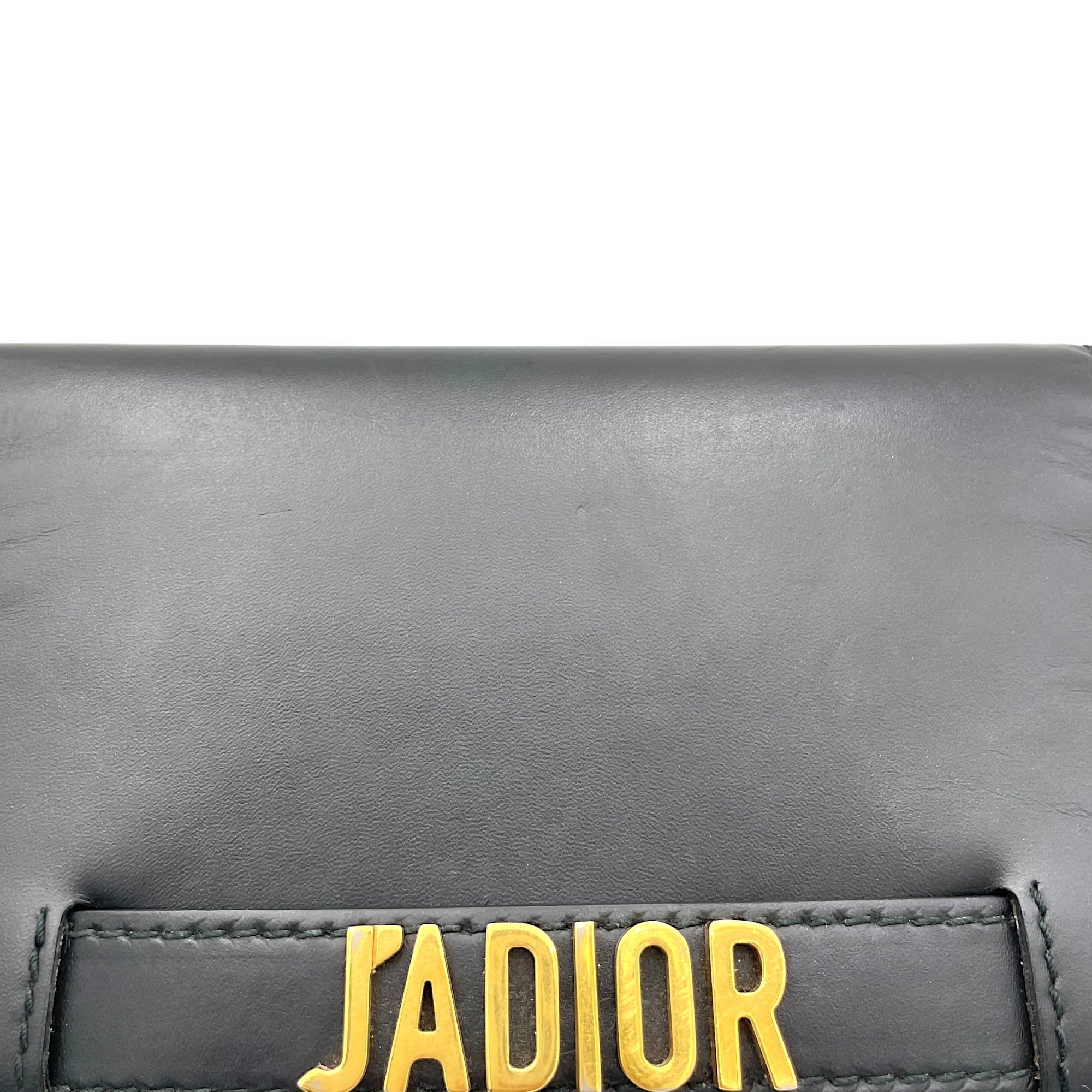 J'adior Black Wallet On Chain in Calfskin, Brushed Gold hardware - Image 8