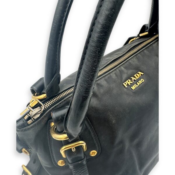 Logo Top Handle Bag Black in Calfskin, Gold hardware - Image 23