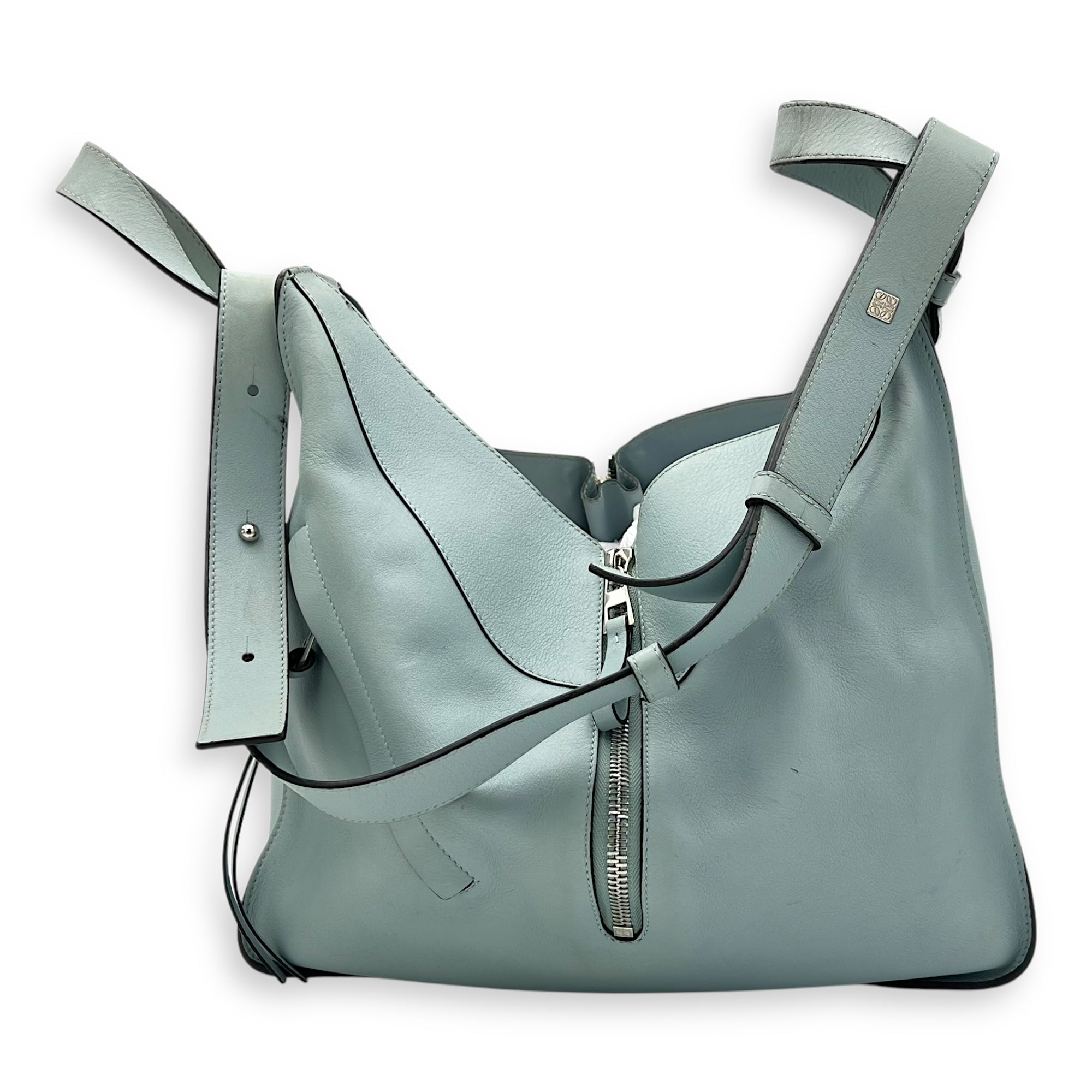 Hammock Medium Blue Top Handle Bag in Calfskin, Silver hardware - Image 21