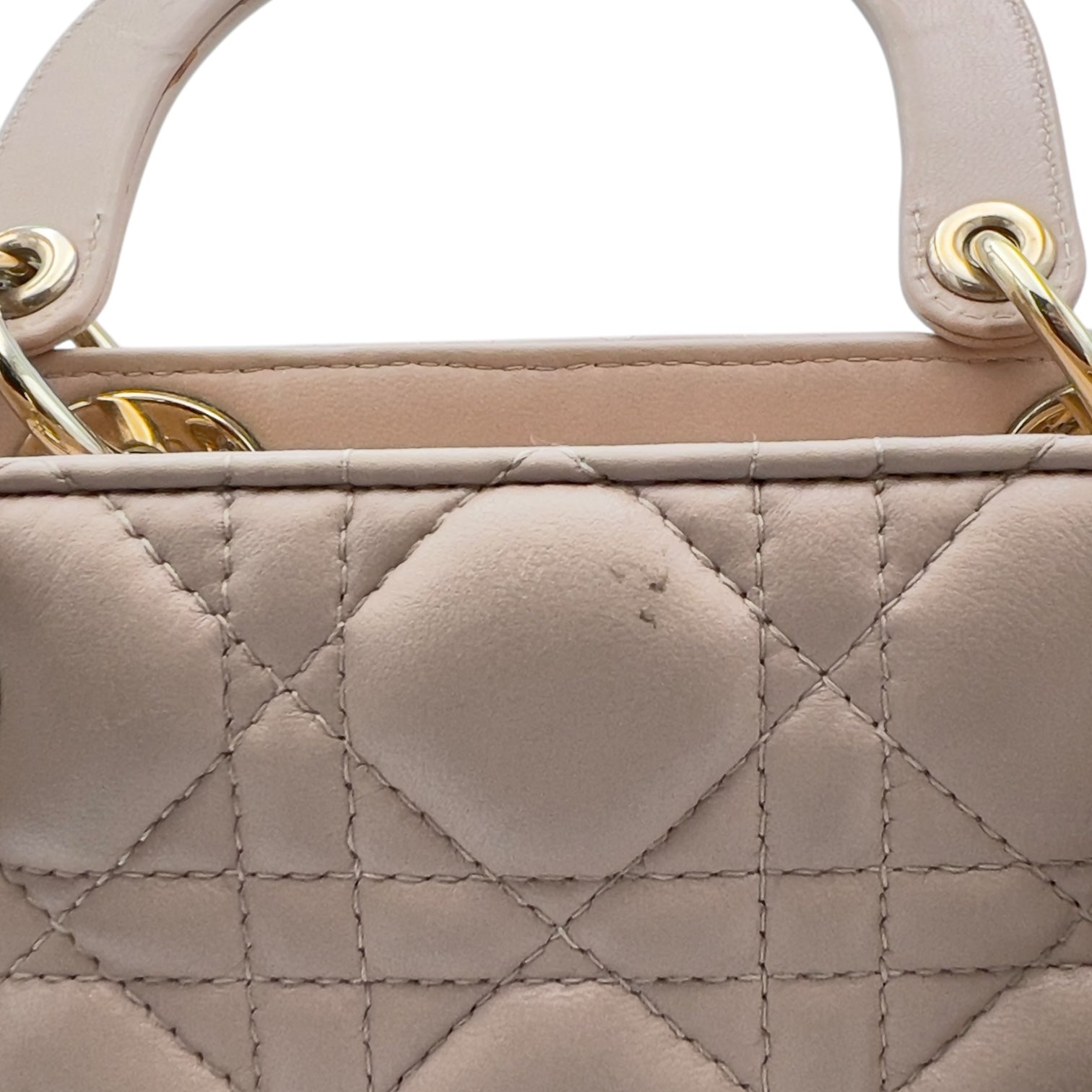 Lady Dior Top Handle Bag Beige in Lambskin, Gold hardware - Image 11