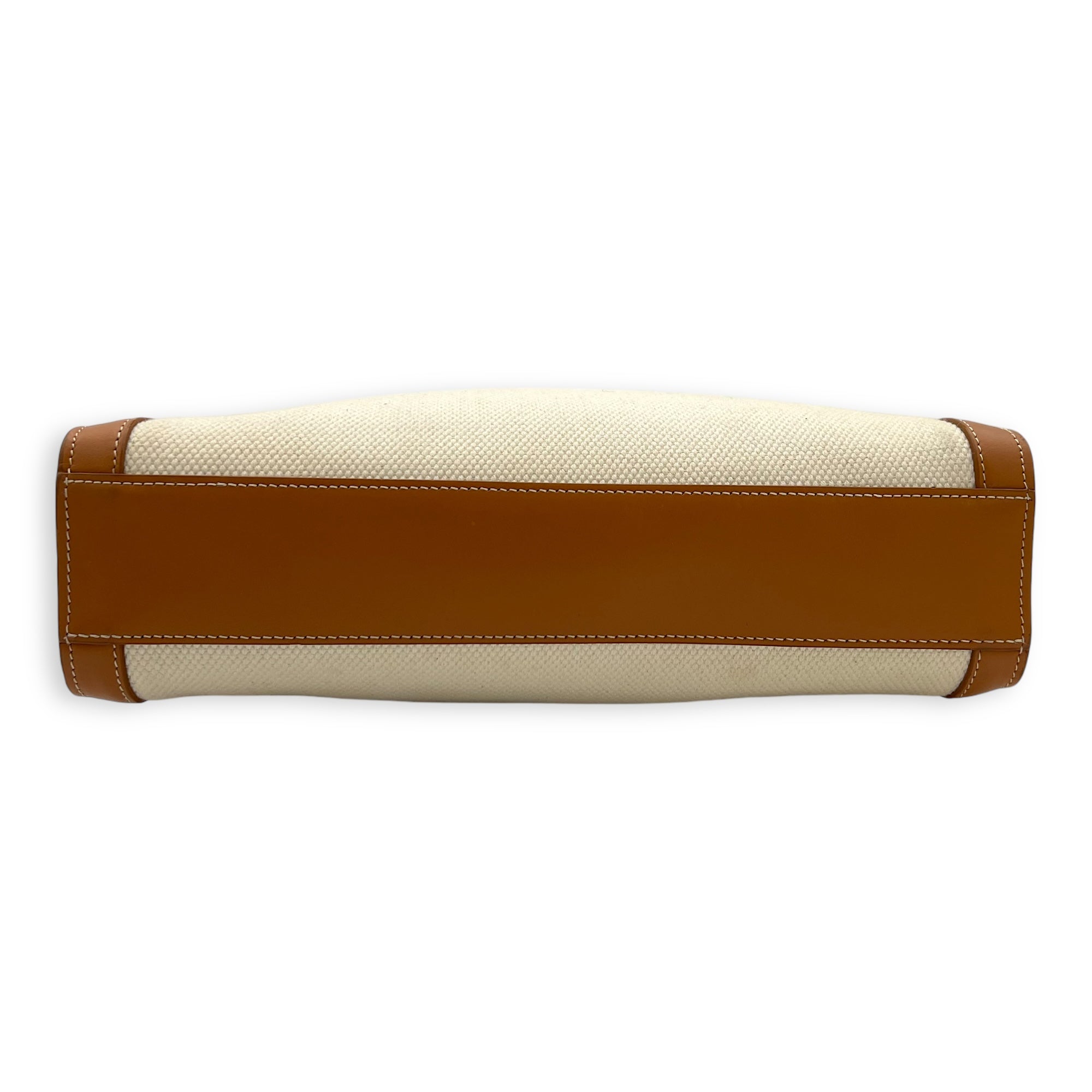 Cabas Top Handle Bag Brown in Canvas, Gold hardware - Image 6