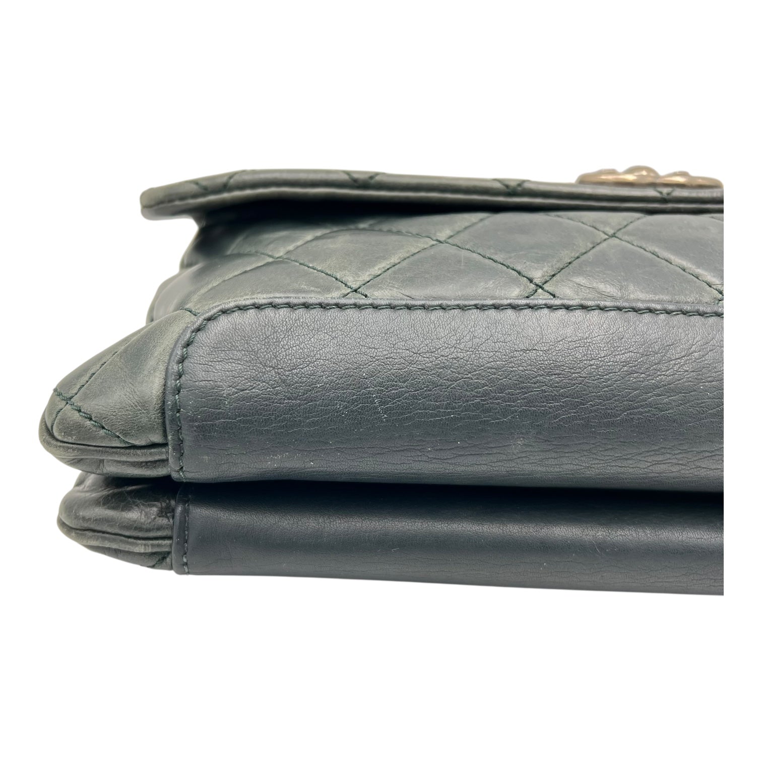 CC Crossbody Bag Green in Calfskin, Ruthenium hardware - Image 8