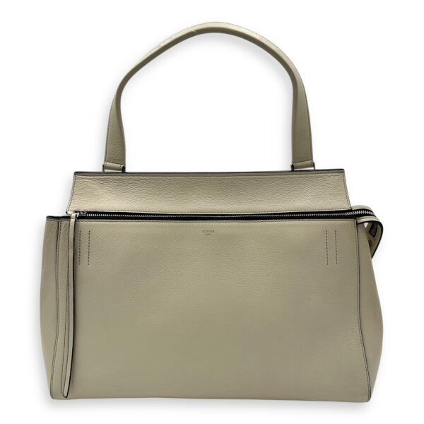 Edge Top Handle Bag White in Calfskin, Silver hardware