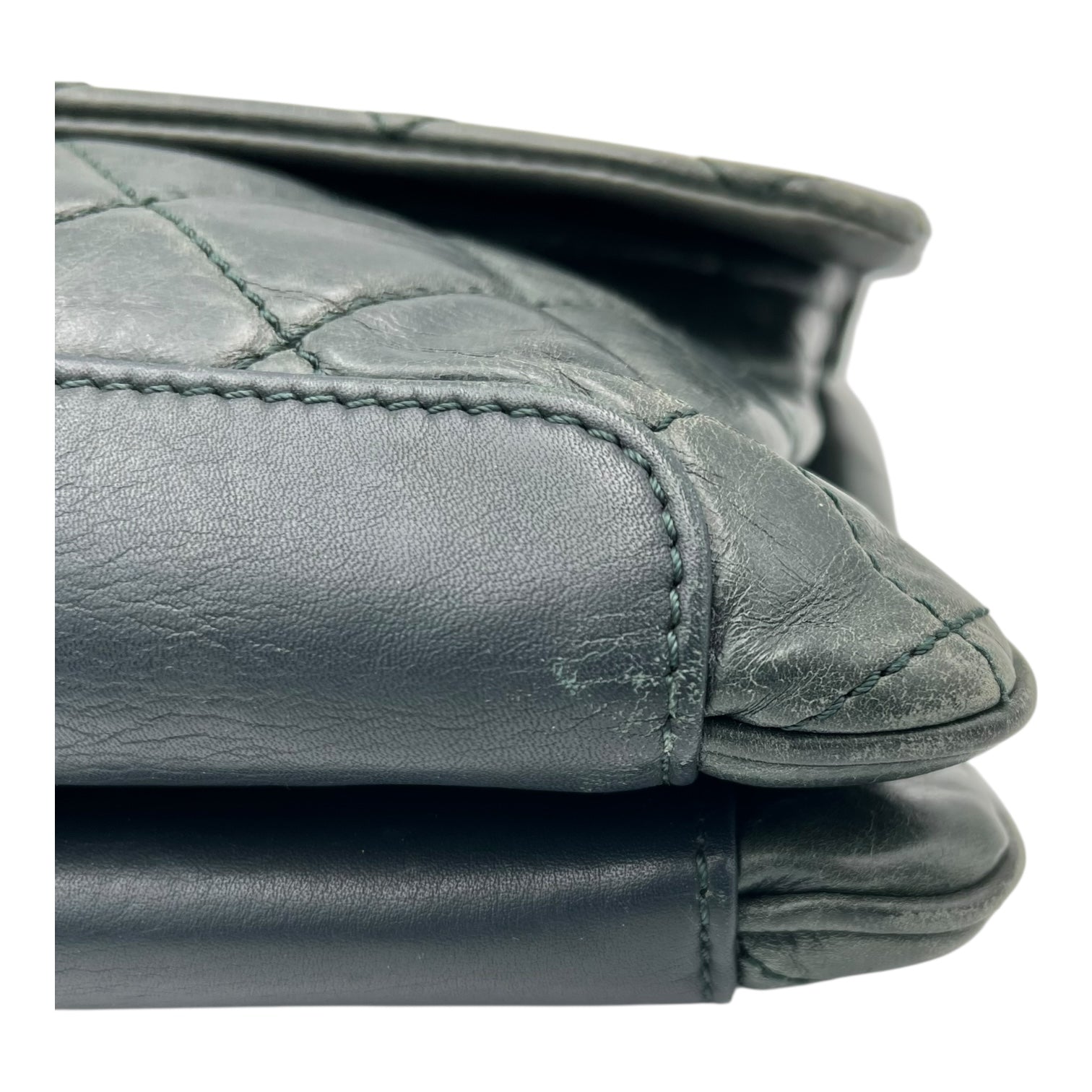 CC Crossbody Bag Green in Calfskin, Ruthenium hardware - Image 9