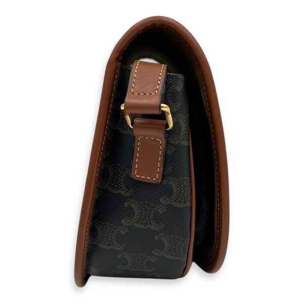 Folco Crossbody Bag Brown in Coated Canvas, Gold hardware - Image 5