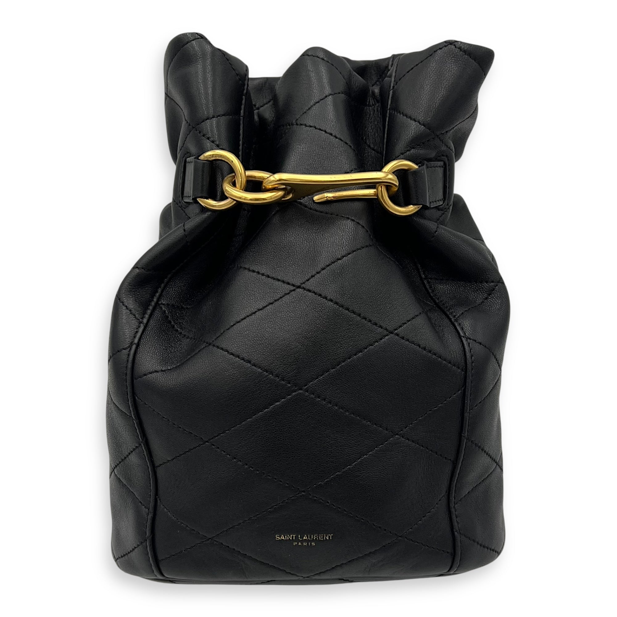 Le Mallion Bucket Bag Black in Lambskin, Gold hardware