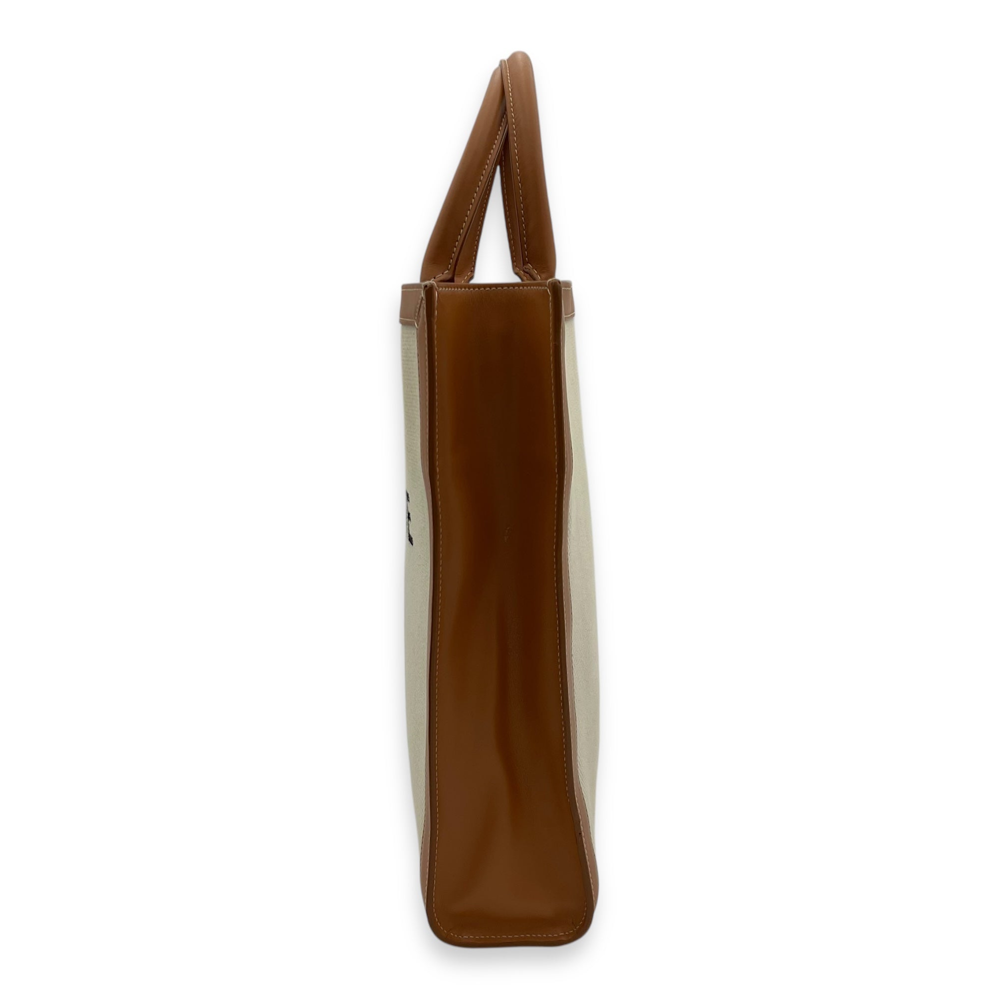 Cabas Top Handle Bag Brown in Canvas, Gold hardware - Image 5