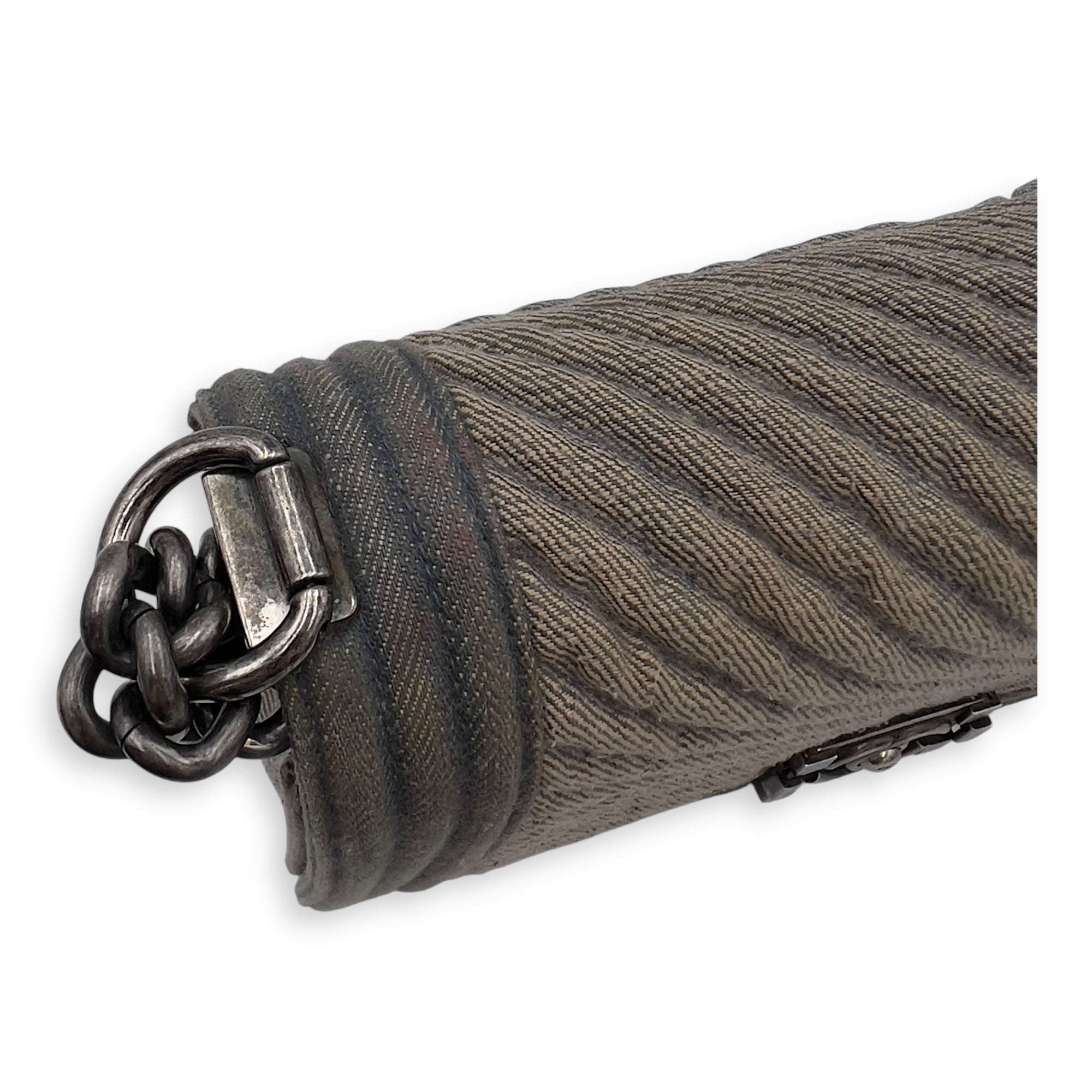 Boy Medium Blue Shoulder Bag in Denim, Ruthenium hardware - Image 11