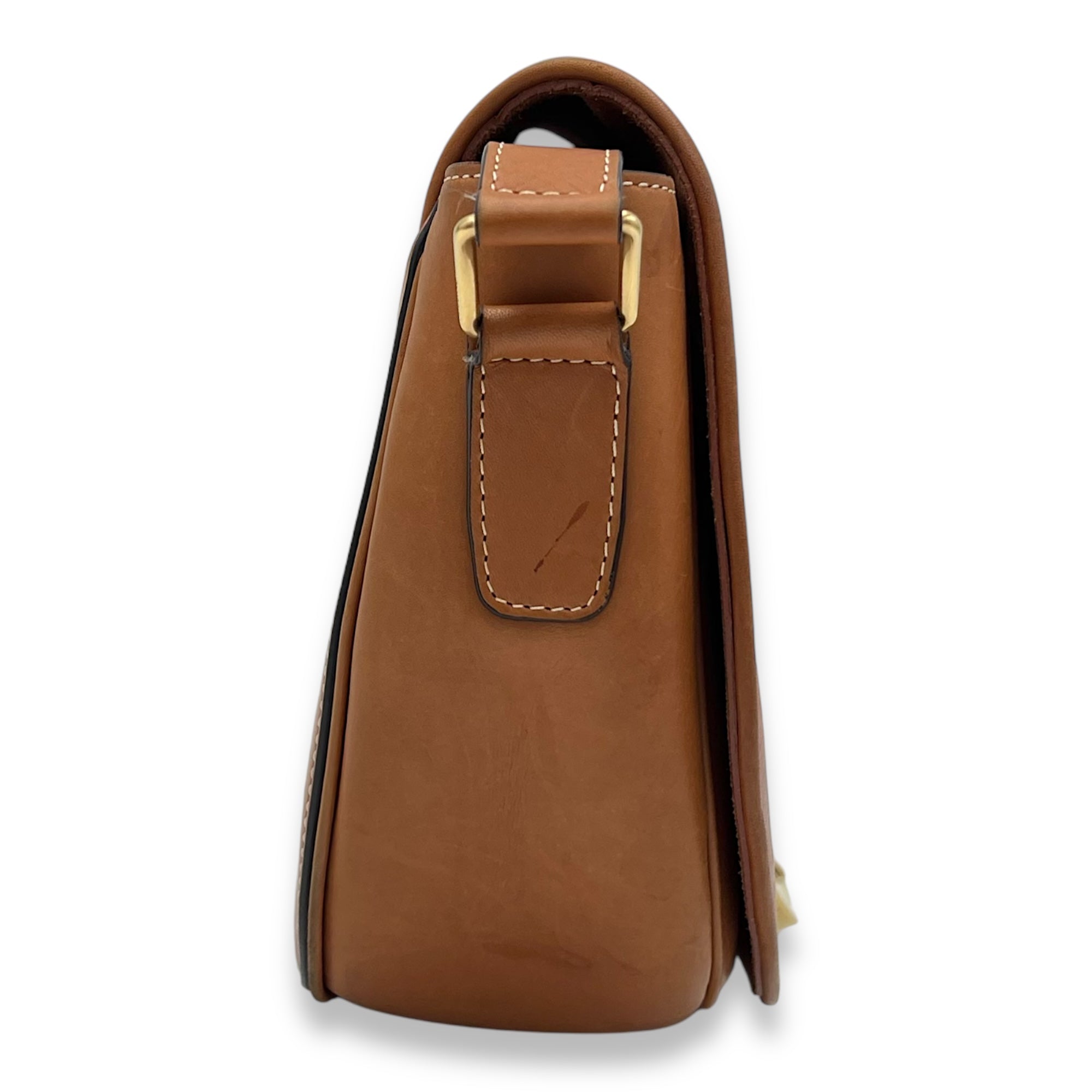Camarat Crossbody Bag Brown in Calfskin, Gold hardware - Image 4