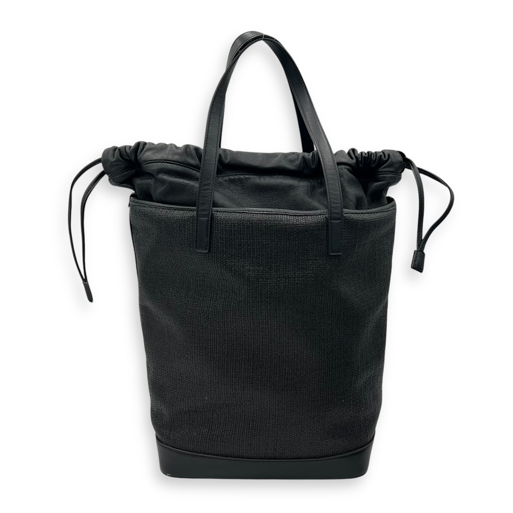 Teddy Tote Bag Black in Raffia, Silver hardware - Image 3