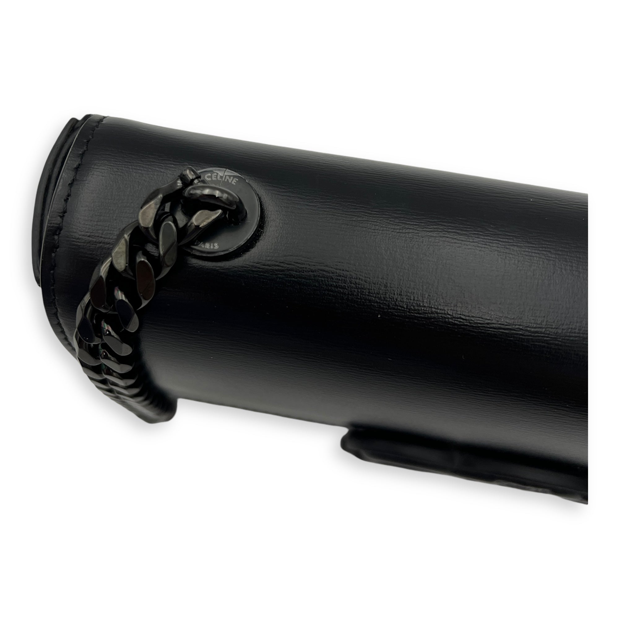 Triomphe Chain Black Shoulder Bag in Calfskin, Acetate hardware - Image 11