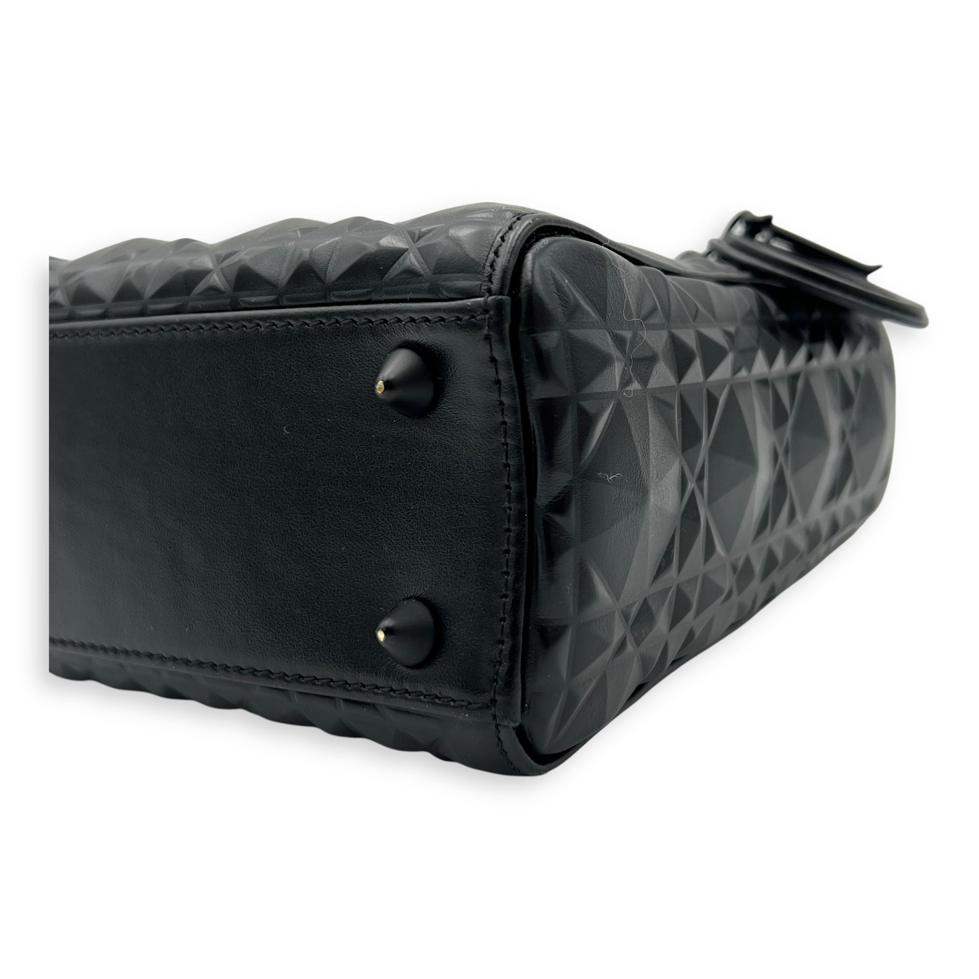 Lady Dior Small Black Top Handle Bag in Calfskin, Ultramatte hardware - Image 11