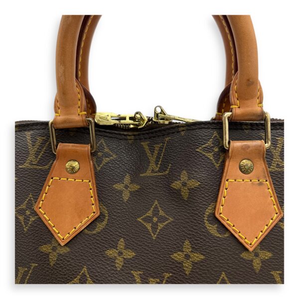 Alma Top Handle Bag PM Brown in Monogram Coated Canvas, Gold hardware - Image 10