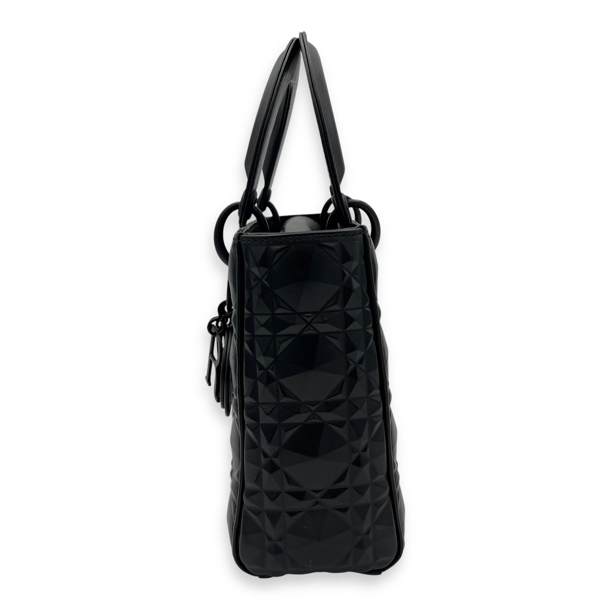 Lady Dior Small Black Top Handle Bag in Calfskin, Ultramatte hardware - Image 5