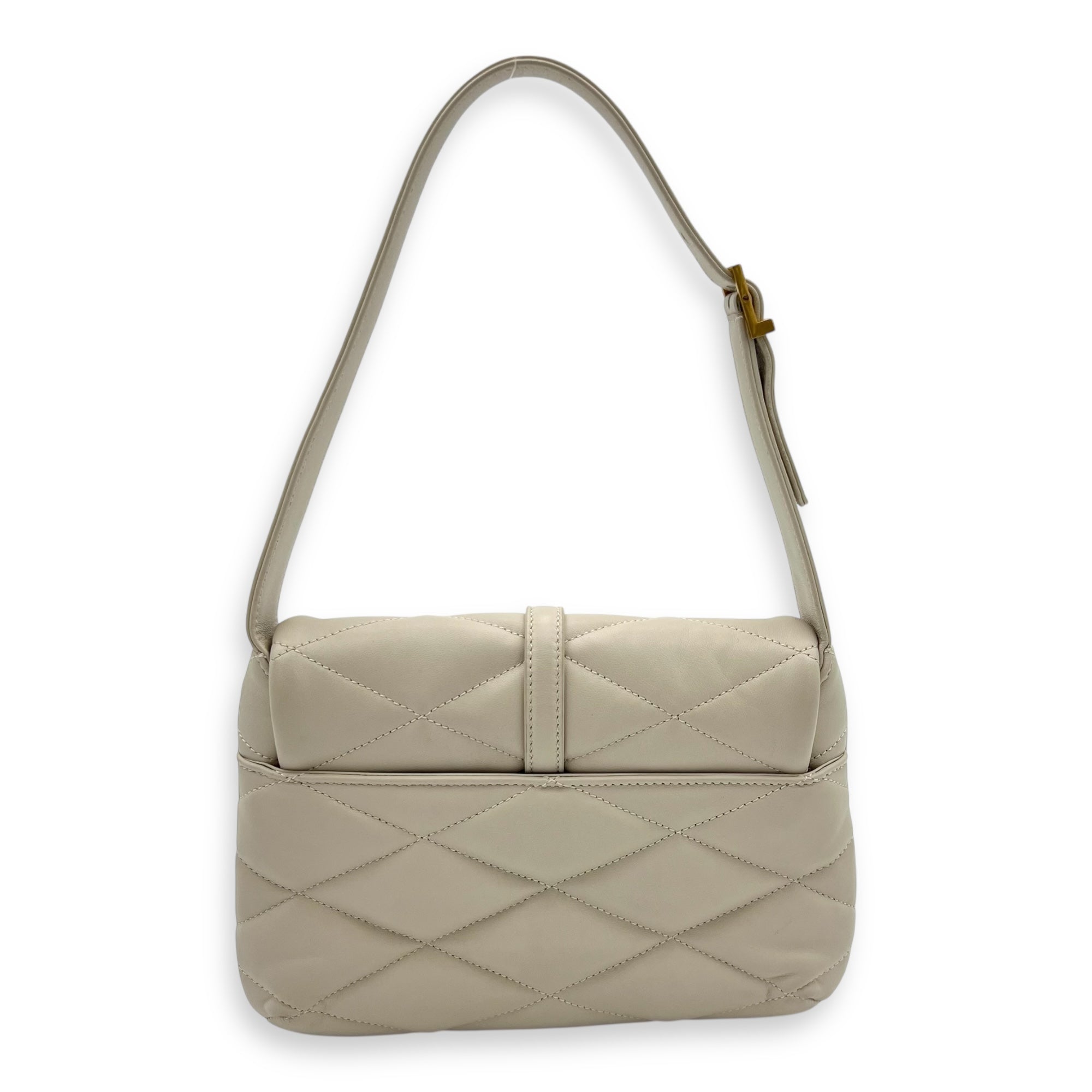 Le 5 A 7 Shoulder Bag White in Calfskin, Gold hardware - Image 3