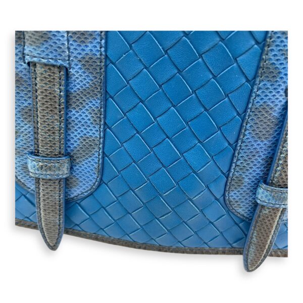 Intrecciato Blue Shoulder Bag in Lambskin and Lizard, Ruthenium hardware - Image 14