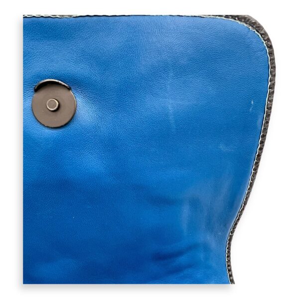 Intrecciato Blue Shoulder Bag in Lambskin and Lizard, Ruthenium hardware - Image 9