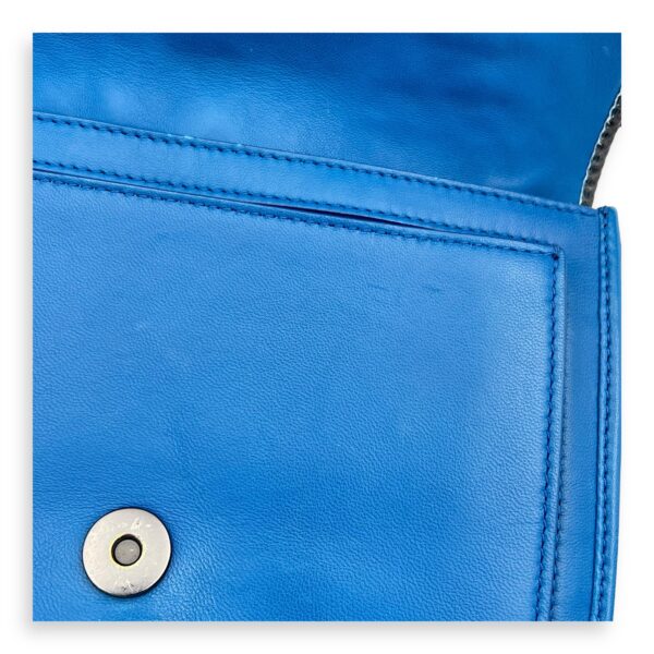 Intrecciato Blue Shoulder Bag in Lambskin and Lizard, Ruthenium hardware - Image 13