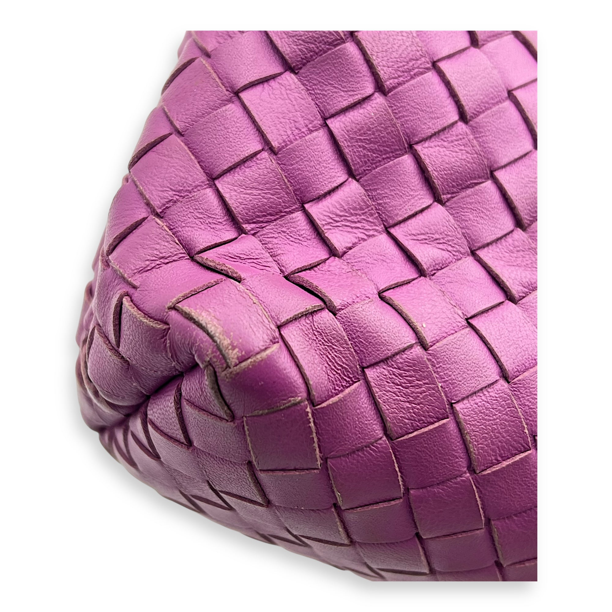 Intrecciato Shoulder Bag Purple in Lambskin, Ruthenium hardware - Image 9