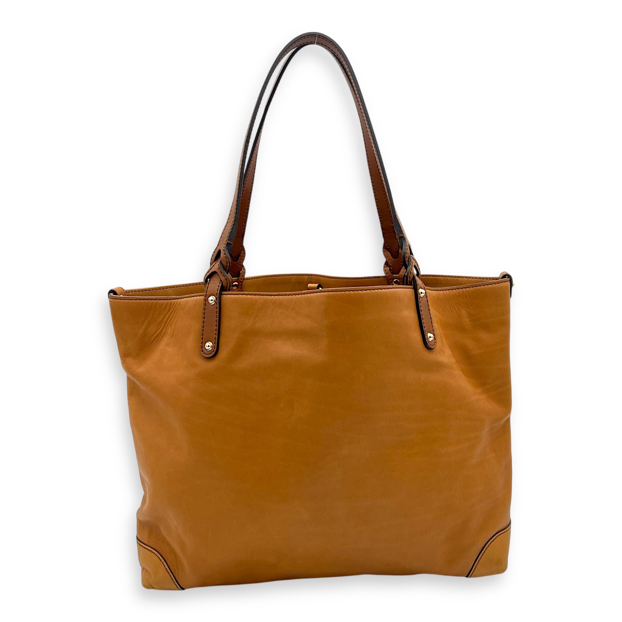 GG Tote Bag Brown in Calfskin, Gold hardware - Image 3