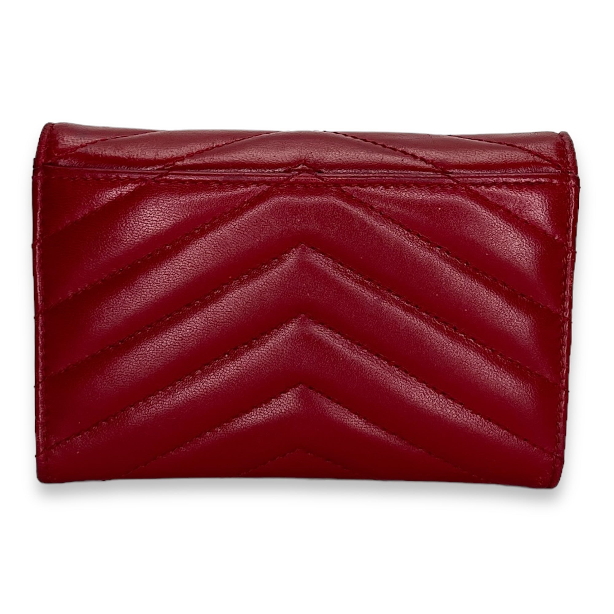 Cassandre Red Wallet in Lambskin, Gold hardware - Image 3