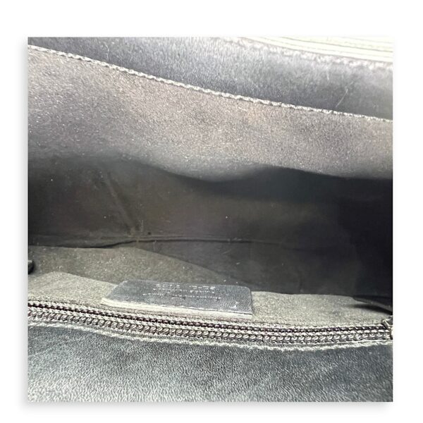 Gancini Flap Black Top Handle Bag in Calfskin, Silver hardware - Image 7